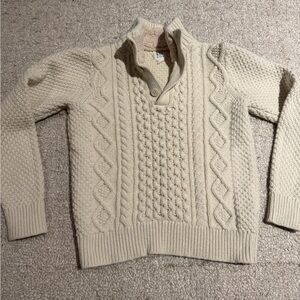 Gap Kids XL cable knit cream sweatshirt with polo collar.